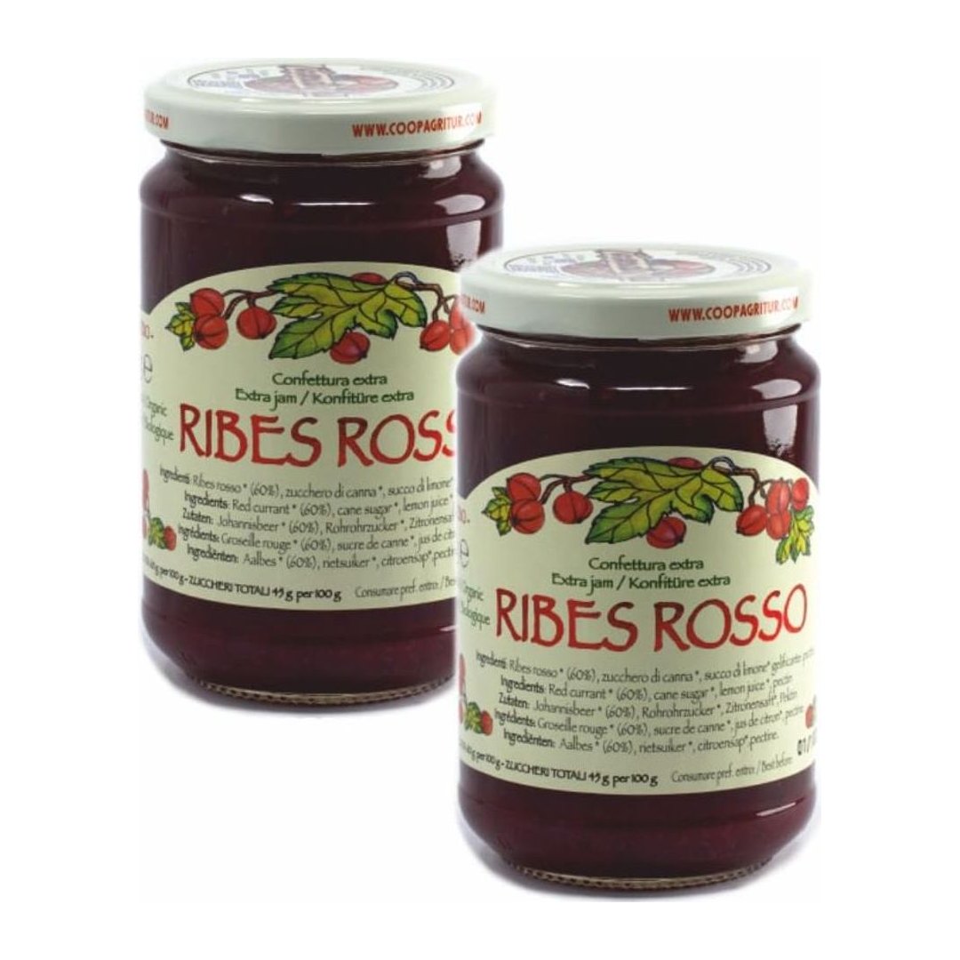 Confezione doppia Agritur confettura extra biologica di ribes rosso 2x330g con packaging sostenibile FSC