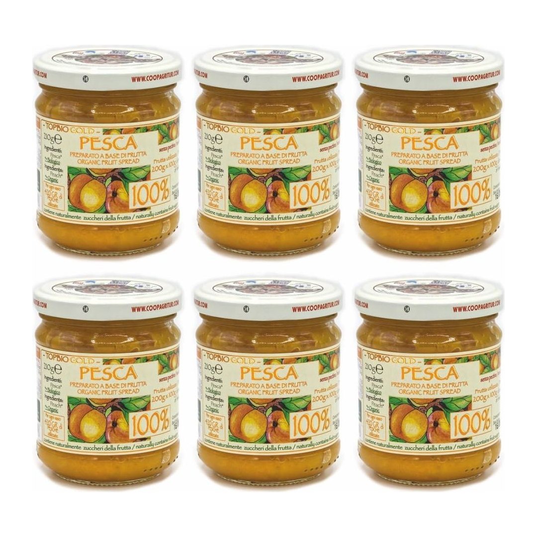 Confezione Agritur Composta di Pesca 100% Biologica 6x210g, packaging cartone FSC sostenibile