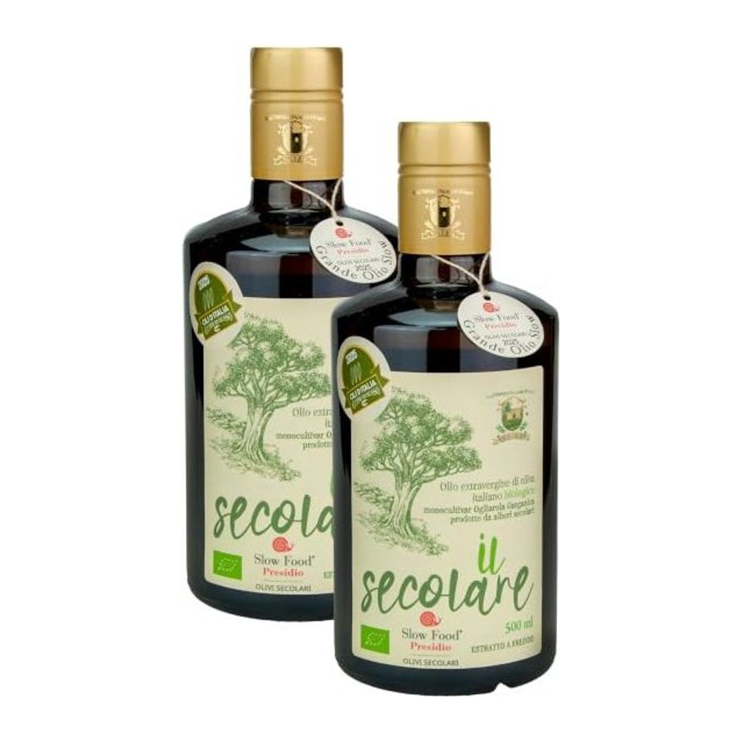 Bottiglia di olio extravergine biologico Ogliarola Garganica 500 ml della Cooperativa Agricola Vaira dal Gargano