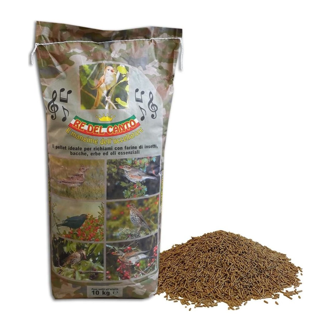 Confezione da 10 kg di mangime pellet Re del Canto Mantenimento per uccelli canori, turdidi e fringuelli, con pellet