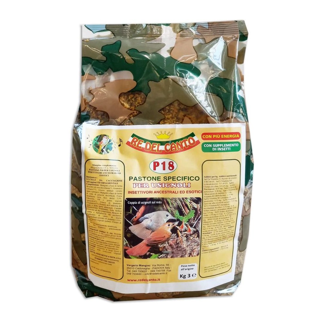 Pastoncino P18 Re del Canto 3 kg per uccelli insettivori con farine di insetti e frutta disidratata naturale