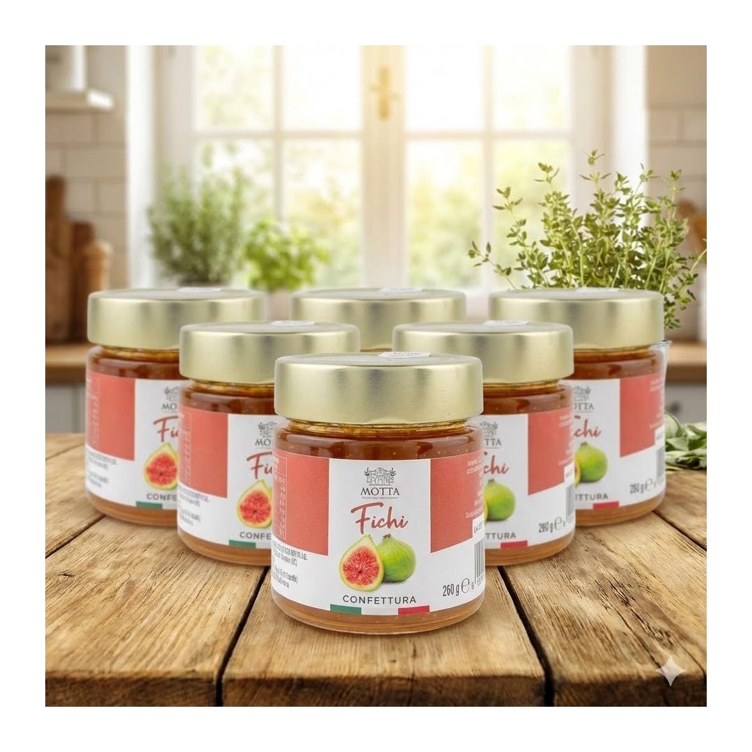 Confezione di confettura di fichi bianchi Motta, 6 barattoli da 260g, eccellenza calabrese artigianale