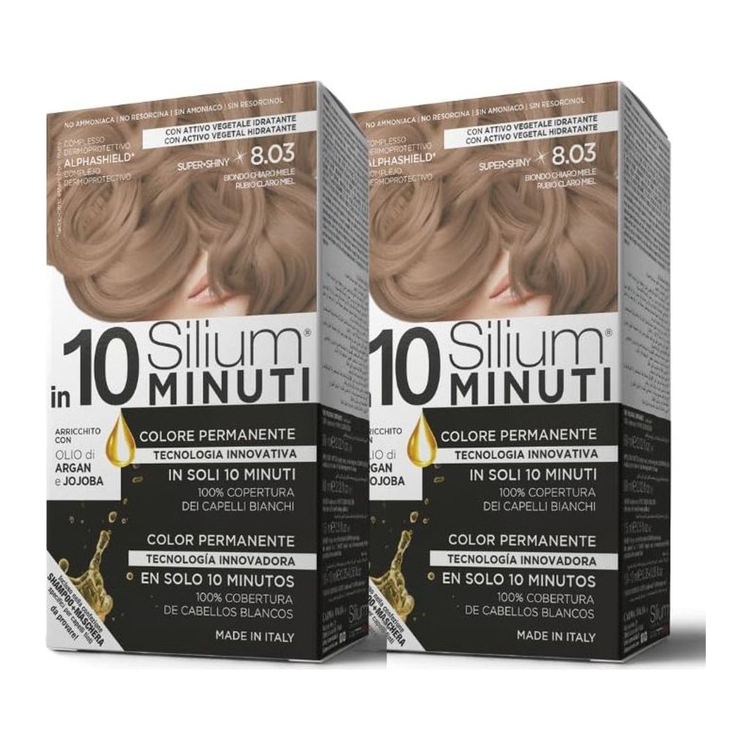 Silium Cosmetici - Colorazione Permanente per Capelli 8.03 Biondo Chiaro Miele