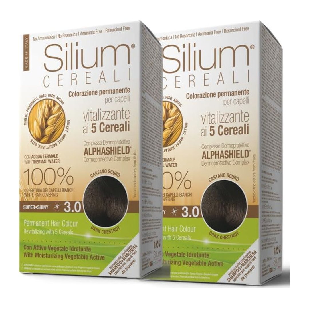 Silium Cosmetici - Colorazione Permanente per Capelli 3.0 Castano Scuro