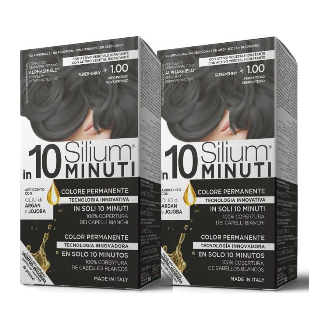 Silium Cosmetici - Colorazione Permanente per Capelli 1.0 Nero Intenso