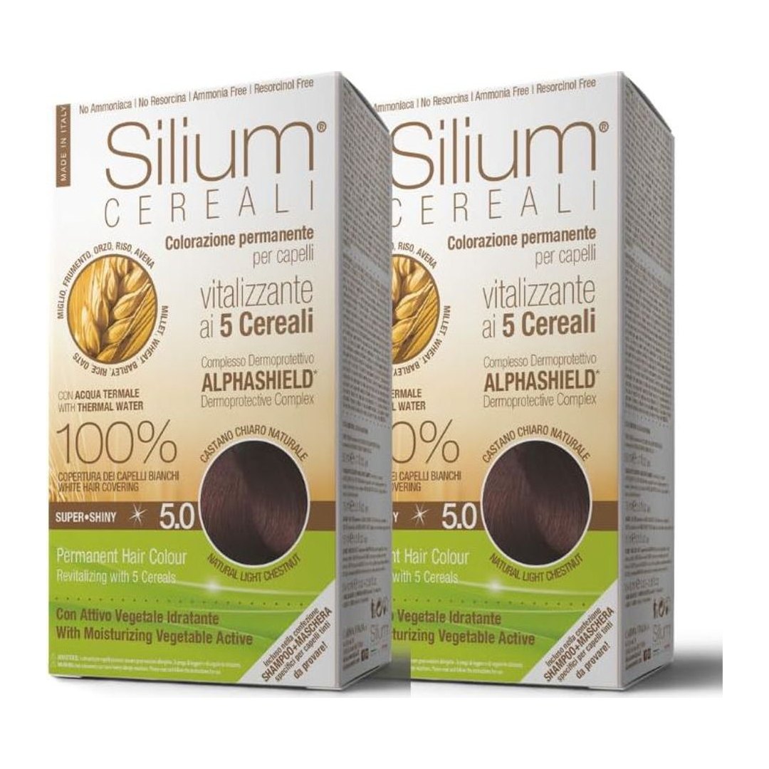 Silium Cosmetici - Colorazione Permanente per Capelli 5.0 Castano Chiaro Natu…
