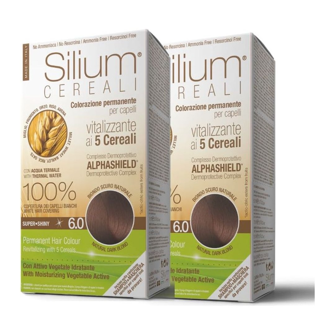 Colorazione permanente Silium 6.0 biondo scuro con confezione, pettine applicatore, guanti e mantellina protettiva
