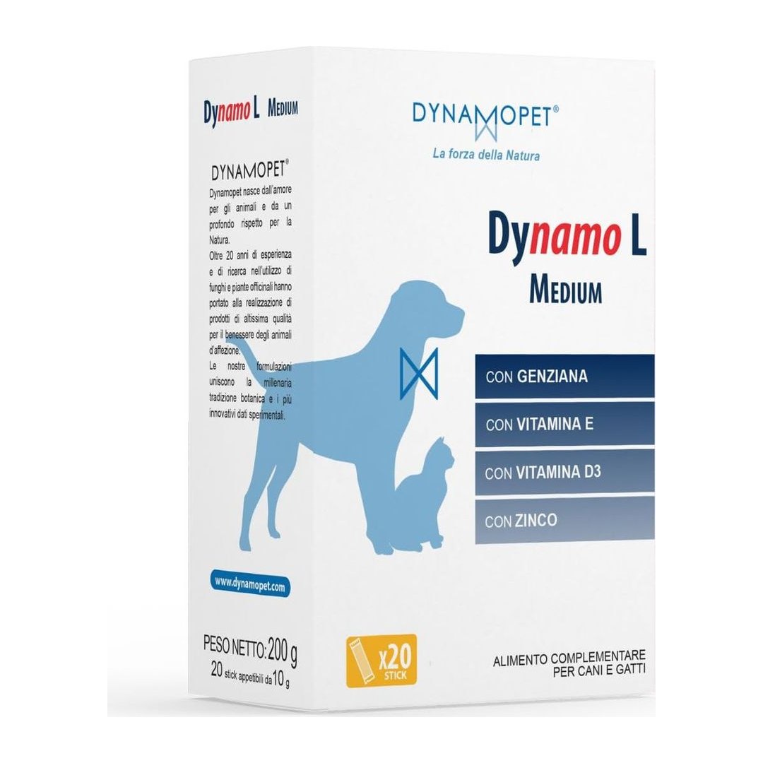 DYNAMOPET Dynamo L Medium confezione 10 gr alimento complementare con Cordyceps e Olio di Krill per cani